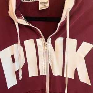 Victoria's Secret Burgundy Hoodie with White Accents